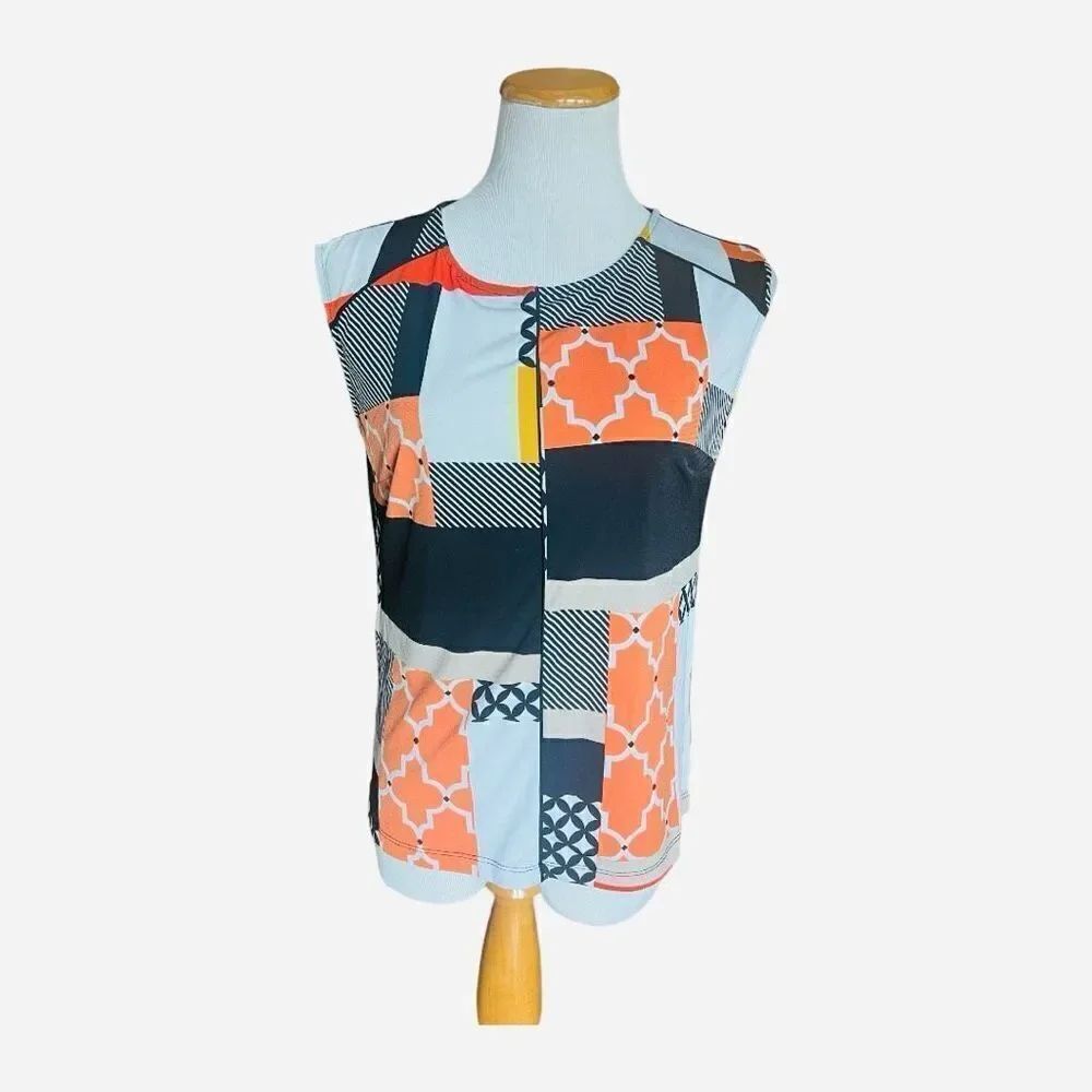 Womens Worthington Abstract Zipper Detail Sleeveless Top - Sz M Petite MP